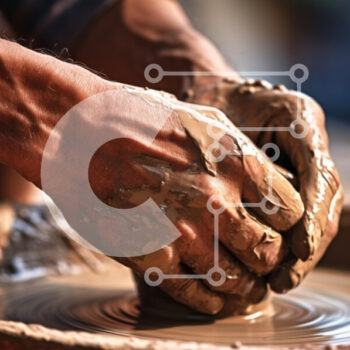 Intra Συλλεκτικό Ξύλινο Παζλ Plywood  4mm - Pottery Craft: Shaping Clay by Hand Σε Ξύλινο Κουτί - Διαστάσεις Puzzle: 10x10 cm – 25 κομμάτια - Image 1