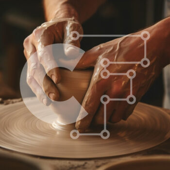 Intra Συλλεκτικό Ξύλινο Παζλ Plywood  4mm - Potter at Work Shaping Clay Bowl Σε Ξύλινο Κουτί - Διαστάσεις Puzzle: 10x10 cm – 25 κομμάτια - Image 1