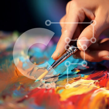 Intra Συλλεκτικό Ξύλινο Παζλ Plywood  4mm - Χέρι που κρατά το πινέλο πάνω από την πολύχρωμη παλέτα χρωμάτων Σε Ξύλινο Κουτί - Διαστάσεις Puzzle: 10x10 cm – 25 κομμάτια - Image 1