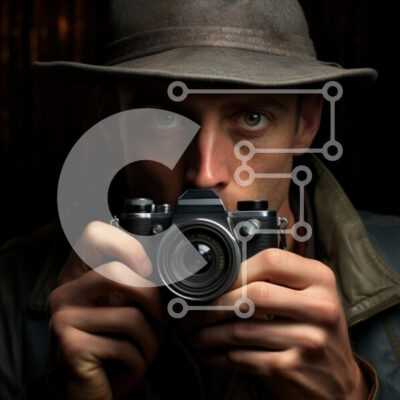 Intra Συλλεκτικό Ξύλινο Παζλ Plywood 4mm - Δραματικό πορτρέτο ενός άνδρα φωτογράφου Σε Ξύλινο Κουτί - Διαστάσεις Puzzle: 10x10 cm – 25 κομμάτια - Image 1