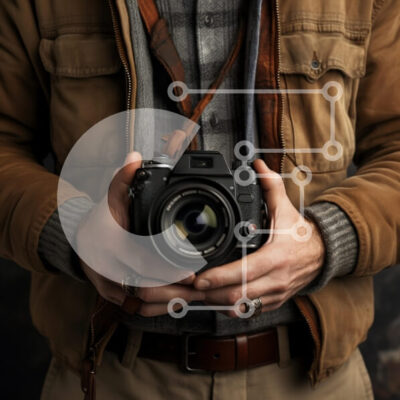 Intra Συλλεκτικό Ξύλινο Παζλ Plywood  4mm - Πορτρέτο ενός φωτογράφου που κρατά μια κάμερα Σε Ξύλινο Κουτί - Διαστάσεις Puzzle: 10x10 cm – 25 κομμάτια - Image 1