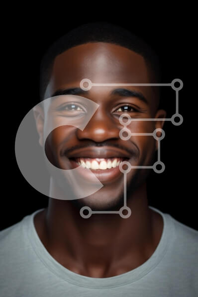 Intra Συλλεκτικό Ξύλινο Παζλ Plywood  4mm - Χαμογελώντας νεαρός άνδρας σε μαύρο φόντο Σε Ξύλινο Κουτί - Διαστάσεις Puzzle: 10x10 cm – 25 κομμάτια