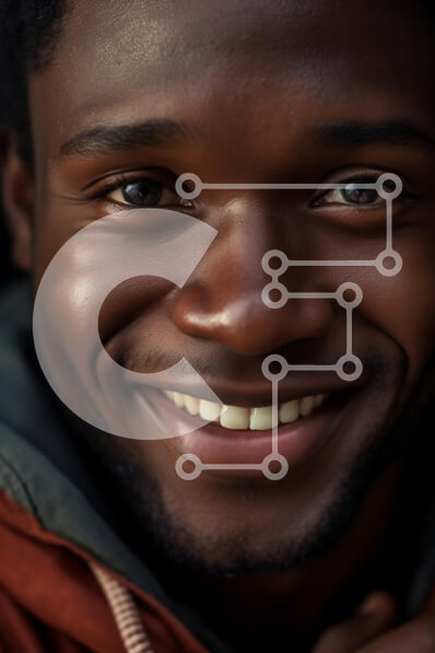 Intra Συλλεκτικό Ξύλινο Παζλ Plywood  4mm - Πορτρέτο από κοντά ενός χαμογελαστού νεαρού άνδρα Σε Ξύλινο Κουτί - Διαστάσεις Puzzle: 10x10 cm – 25 κομμάτια