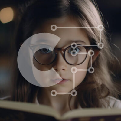 Intra Συλλεκτικό Ξύλινο Παζλ Plywood 4mm - Νεαρό κορίτσι με τα γυαλιά που κοιτάζει ένα βιβλίο Σε Ξύλινο Κουτί - Διαστάσεις Puzzle: 10x10 cm – 25 κομμάτια - Image 1