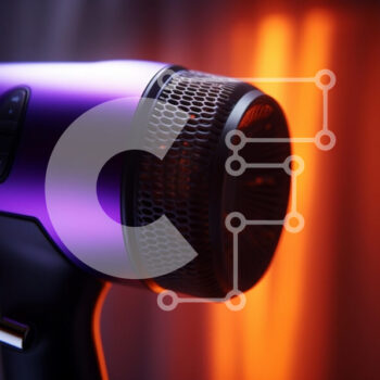 Intra Συλλεκτικό Ξύλινο Παζλ Plywood  4mm - Μοντέρνο πιστολάκι μαλλιών σε ζωντανό μωβ Σε Ξύλινο Κουτί - Διαστάσεις Puzzle: 10x10 cm – 25 κομμάτια - Image 1