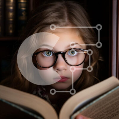 Intra Συλλεκτικό Ξύλινο Παζλ Plywood  4mm - Νεαρό κορίτσι που διαβάζει ένα ανοιχτό βιβλίο Σε Ξύλινο Κουτί - Διαστάσεις Puzzle: 10x10 cm – 25 κομμάτια - Image 1