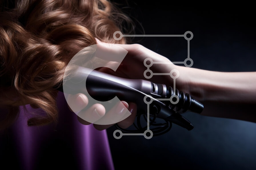 Intra Συλλεκτικό Ξύλινο Παζλ Plywood  4mm - Κοντινή όψη του σίδερου για μπούκλες και των κυματιστών μαλλιών Σε Ξύλινο Κουτί - Διαστάσεις Puzzle: 10x10 cm – 25 κομμάτια