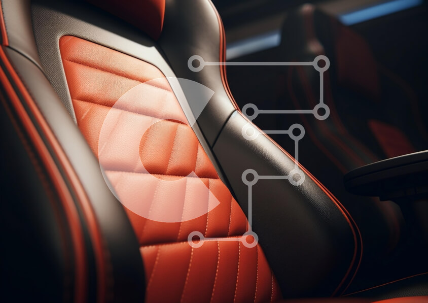 Intra Συλλεκτικό Ξύλινο Παζλ Plywood  4mm - Κοντινό πλάνο μιας μαύρης και πορτοκαλί καρέκλας παιχνιδιών Σε Ξύλινο Κουτί - Διαστάσεις Puzzle: 10x10 cm – 25 κομμάτια