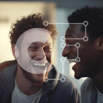 Intra Συλλεκτικό Ξύλινο Παζλ Plywood  4mm - Δύο φίλοι που μοιράζονται το γέλιο Σε Ξύλινο Κουτί - Διαστάσεις Puzzle: 10x10 cm – 25 κομμάτια - Image 1