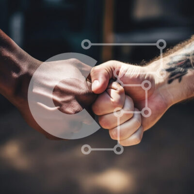 Intra Συλλεκτικό Ξύλινο Παζλ Plywood  4mm - Γροθιά χτύπημα μεταξύ διαφορετικών χεριών Σε Ξύλινο Κουτί - Διαστάσεις Puzzle: 10x10 cm – 25 κομμάτια - Image 1