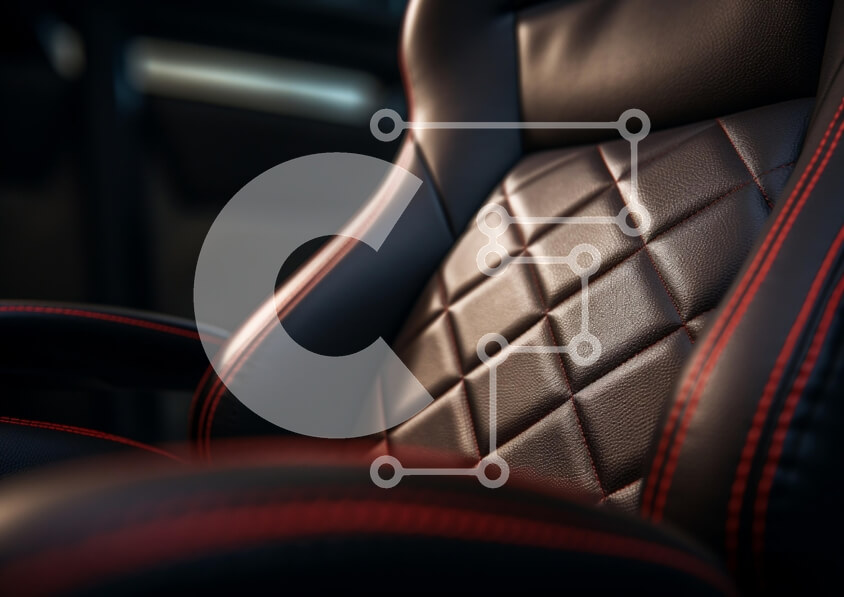 Intra Συλλεκτικό Ξύλινο Παζλ Plywood  4mm - Κοντινό πλάνο ενός σύγχρονου καθίσματος αυτοκινήτου με καπιτονέ σχέδιο Σε Ξύλινο Κουτί - Διαστάσεις Puzzle: 10x10 cm – 25 κομμάτια