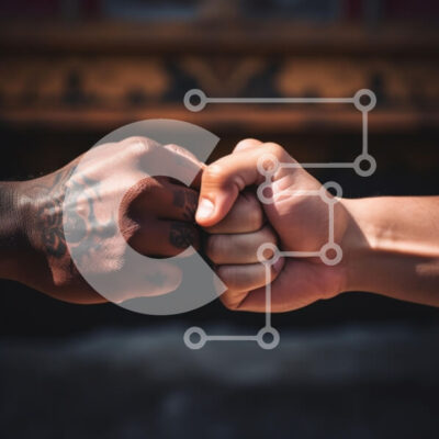 Intra Συλλεκτικό Ξύλινο Παζλ Plywood  4mm - Γροθιά χτύπημα ανάμεσα σε δύο φίλους Σε Ξύλινο Κουτί - Διαστάσεις Puzzle: 10x10 cm – 25 κομμάτια - Image 1