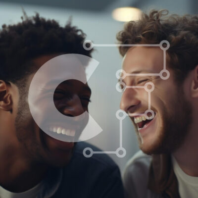 Intra Συλλεκτικό Ξύλινο Παζλ Plywood  4mm - Δύο άνδρες που γελούν μαζί Σε Ξύλινο Κουτί - Διαστάσεις Puzzle: 10x10 cm – 25 κομμάτια - Image 1