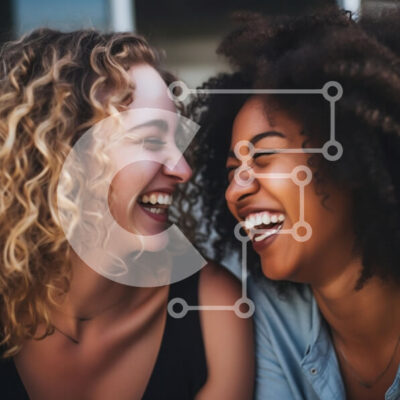 Intra Συλλεκτικό Ξύλινο Παζλ Plywood  4mm - Δύο γυναίκες που γελούν μαζί Σε Ξύλινο Κουτί - Διαστάσεις Puzzle: 10x10 cm – 25 κομμάτια - Image 1