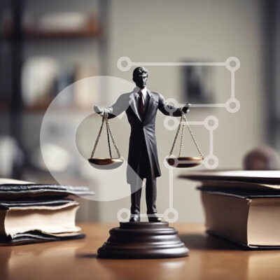 Intra Συλλεκτικό Ξύλινο Παζλ Plywood  4mm - Άγαλμα της δικαιοσύνης με ζυγαριά σε νομικό πλαίσιο Σε Ξύλινο Κουτί - Διαστάσεις Puzzle: 10x10 cm – 25 κομμάτια - Image 1