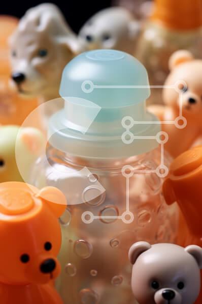 Intra Συλλεκτικό Ξύλινο Παζλ Plywood  4mm - Μπουκάλι μωρού που περιβάλλεται από πολύχρωμα ειδώλια αρκούδας Σε Ξύλινο Κουτί - Διαστάσεις: 10x10 cm – 25 κομμάτια