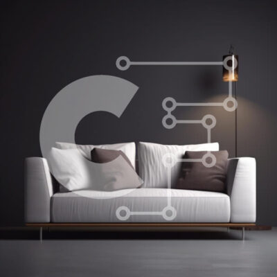 Intra Συλλεκτικό Ξύλινο Παζλ Plywood  4mm - Μοντέρνο μινιμαλιστικό σαλόνι με λευκό καναπέ και φωτιστικό δαπέδου Σε Ξύλινο Κουτί - Διαστάσεις Puzzle: 10x10 cm – 25 κομμάτια - Image 1