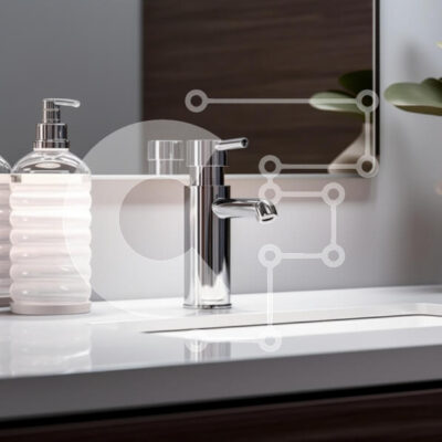 Intra Συλλεκτικό Ξύλινο Παζλ Plywood  4mm - Μοντέρνος νεροχύτης μπάνιου με βρύση χρωμίου και δοσομετρητή σαπουνιού Σε Ξύλινο Κουτί - Διαστάσεις Puzzle: 10x10 cm – 25 κομμάτια - Image 1