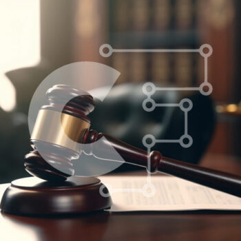 Intra Συλλεκτικό Ξύλινο Παζλ Plywood  4mm - Gavel σε ένα ξύλινο γραφείο σε ένα νομικό περιβάλλον Σε Ξύλινο Κουτί - Διαστάσεις Puzzle: 10x10 cm – 25 κομμάτια - Image 1