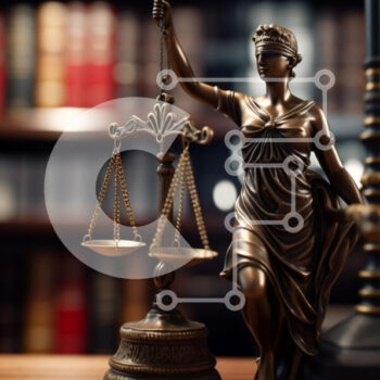 Intra Συλλεκτικό Ξύλινο Παζλ Plywood  4mm - Άγαλμα της κυρίας δικαιοσύνης σε μια νομική βιβλιοθήκη Σε Ξύλινο Κουτί - Διαστάσεις: 10x10 cm – 25 κομμάτια - Image 1