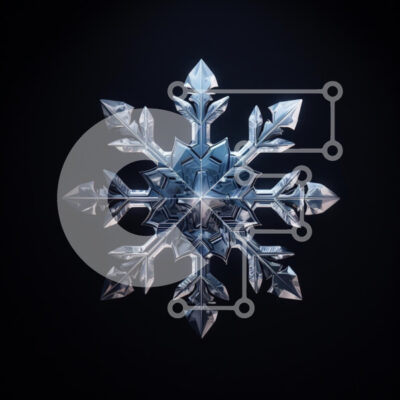 Intra Συλλεκτικό Ξύλινο Παζλ Plywood  4mm - Ανακλαστική νιφάδα χιονιού σε σκοτεινό φόντο Σε Ξύλινο Κουτί - Διαστάσεις Puzzle: 10x10 cm – 25 κομμάτια - Image 1