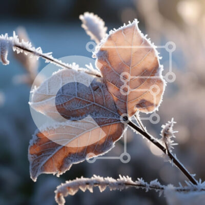 Intra Συλλεκτικό Ξύλινο Παζλ Plywood  4mm - Φύλλα καλυμμένα με παγετό στο χειμερινό φως Σε Ξύλινο Κουτί - Διαστάσεις: 10x10 cm – 25 κομμάτια - Image 1