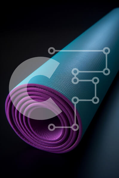 Intra Συλλεκτικό Ξύλινο Παζλ Plywood  4mm - Ρολό χαλάκι γιόγκα σε τιρκουάζ και μωβ Σε Ξύλινο Κουτί - Διαστάσεις: 10x10 cm – 25 κομμάτια