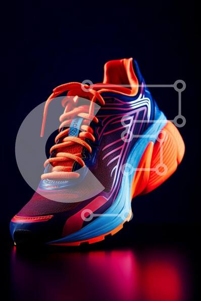 Intra Συλλεκτικό Ξύλινο Παζλ Plywood  4mm - Ζωντανό παπούτσι για τρέξιμο σε σκούρο φόντο Σε Ξύλινο Κουτί - Διαστάσεις Puzzle: 10x10 cm – 25 κομμάτια