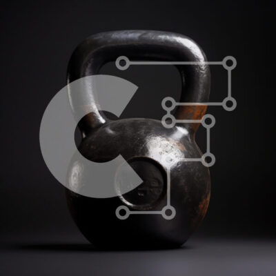 Intra Συλλεκτικό Ξύλινο Παζλ Plywood  4mm - Μαύρο Kettlebell σε σκούρο φόντο Σε Ξύλινο Κουτί - Διαστάσεις: 10x10 cm – 25 κομμάτια - Image 1