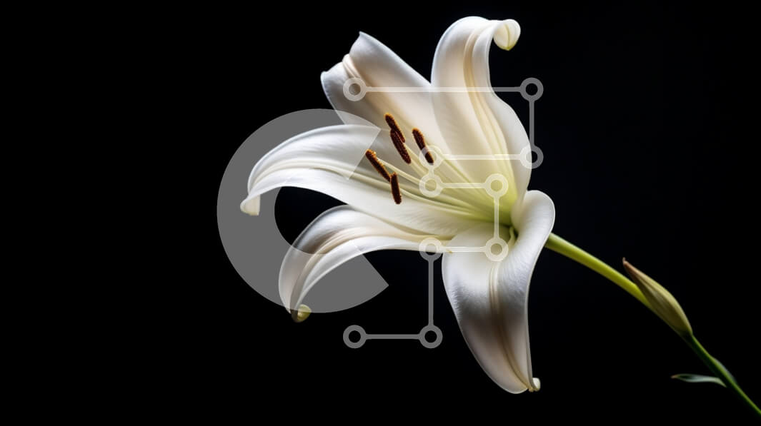 Intra Συλλεκτικό Ξύλινο Παζλ Plywood  4mm - Λευκό λουλούδι κρίνων σε μαύρο φόντο Σε Ξύλινο Κουτί - Διαστάσεις: 10x10 cm – 25 κομμάτια