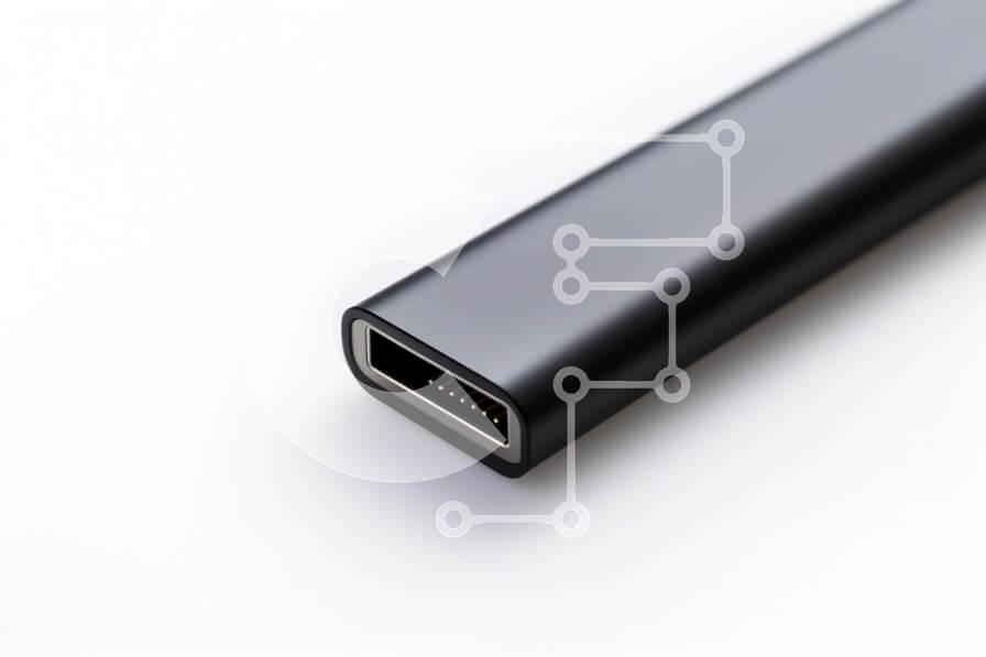 Intra Συλλεκτικό Ξύλινο Παζλ Plywood  4mm - Κοντινό πλάνο της υποδοχής USB-C Σε Ξύλινο Κουτί - Διαστάσεις Puzzle: 10x10 cm – 25 κομμάτια