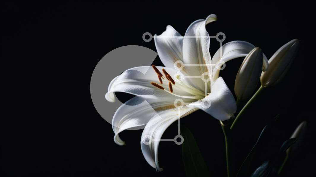 Intra Συλλεκτικό Ξύλινο Παζλ Plywood  4mm - Λευκό λουλούδι κρίνων σε μαύρο φόντο Σε Ξύλινο Κουτί - Διαστάσεις: 10x10 cm – 25 κομμάτια