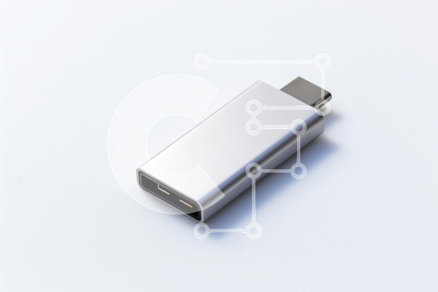 Intra Συλλεκτικό Ξύλινο Παζλ Plywood  4mm - Υποδοχή USB-C σε λευκό φόντο Σε Ξύλινο Κουτί - Διαστάσεις Puzzle: 10x10 cm – 25 κομμάτια