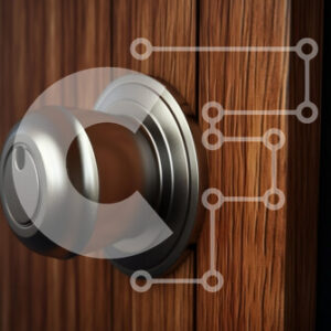 Intra Συλλεκτικό Ξύλινο Παζλ Plywood  4mm - Κοντινό πλάνο μιας λαβής πόρτας σε ξύλινη πόρτα Σε Ξύλινο Κουτί - Διαστάσεις Puzzle: 10x10 cm – 25 κομμάτια