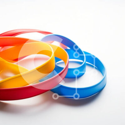 Intra Συλλεκτικό Ξύλινο Παζλ Plywood  4mm - Πολύχρωμα λαστιχάκια σε άσπρο φόντο Σε Ξύλινο Κουτί - Διαστάσεις: 10x10 cm – 25 κομμάτια - Image 1