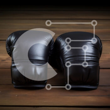 Intra Συλλεκτικό Ξύλινο Παζλ Plywood  4mm - Μαύρα γάντια του μποξ σε ξύλινη επιφάνεια Σε Ξύλινο Κουτί - Διαστάσεις Puzzle: 10x10 cm – 25 κομμάτια - Image 1