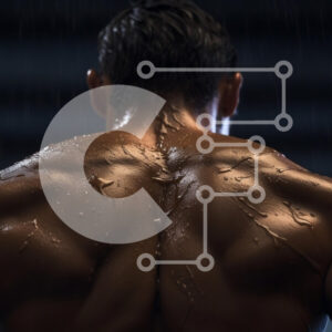 Intra Συλλεκτικό Ξύλινο Παζλ Plywood  4mm - Μυώδης ανδρική φιγούρα στη βροχή Σε Ξύλινο Κουτί - Διαστάσεις Puzzle: 10x10 cm – 25 κομμάτια