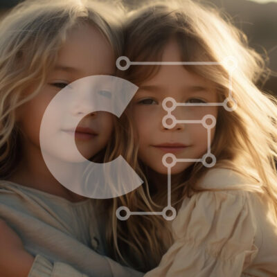 Intra Συλλεκτικό Ξύλινο Παζλ Plywood  4mm - Δύο νεαρά κορίτσια που αγκαλιάζονται σε απαλό φως Σε Ξύλινο Κουτί - Διαστάσεις Puzzle: 10x10 cm – 25 κομμάτια - Image 1