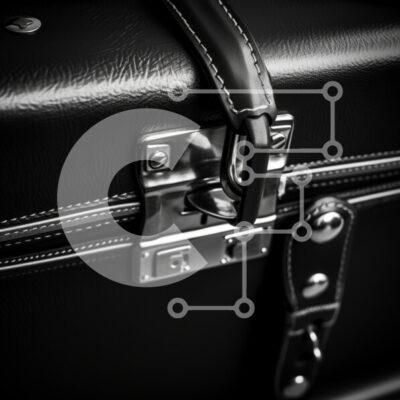 Intra Συλλεκτικό Ξύλινο Παζλ Plywood  4mm - Κοντινό πλάνο μιας μαύρης δερμάτινης βαλίτσας Σε Ξύλινο Κουτί - Διαστάσεις: 10x10 cm – 25 κομμάτια - Image 1