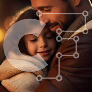 Intra Συλλεκτικό Ξύλινο Παζλ Plywood  4mm - Πατέρας και κόρη αγκαλιάζονται σε ζεστή στιγμή Σε Ξύλινο Κουτί - Διαστάσεις Puzzle: 10x10 cm – 25 κομμάτια