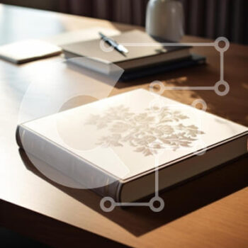 Intra Συλλεκτικό Ξύλινο Παζλ Plywood  4mm - Κομψός χώρος εργασίας με διακοσμητικό βιβλίο και λουλούδια Σε Ξύλινο Κουτί - Διαστάσεις Puzzle: 10x10 cm – 25 κομμάτια - Image 1