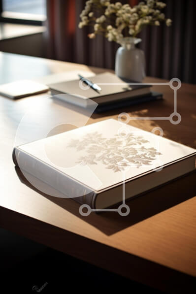 Intra Συλλεκτικό Ξύλινο Παζλ Plywood  4mm - Κομψός χώρος εργασίας με διακοσμητικό βιβλίο και λουλούδια Σε Ξύλινο Κουτί - Διαστάσεις Puzzle: 10x10 cm – 25 κομμάτια