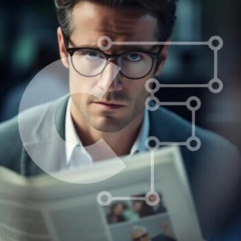 Intra Συλλεκτικό Ξύλινο Παζλ Plywood  4mm - Επιχειρηματίας που διαβάζει την εφημερίδα στο σύγχρονο γραφείο Σε Ξύλινο Κουτί - Διαστάσεις Puzzle: 10x10 cm – 25 κομμάτια - Image 1