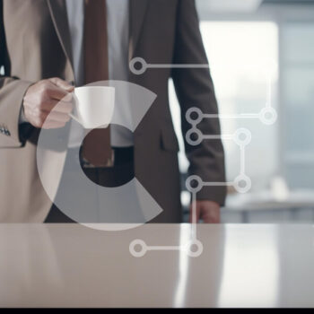 Intra Συλλεκτικό Ξύλινο Παζλ Plywood  4mm - Επιχειρηματίας που κρατά τον καφέ στο σύγχρονο γραφείο Σε Ξύλινο Κουτί - Διαστάσεις Puzzle: 10x10 cm – 25 κομμάτια - Image 1