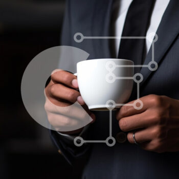 Intra Συλλεκτικό Ξύλινο Παζλ Plywood  4mm - Επιχειρηματίας που κρατά το φλιτζάνι καφέ Σε Ξύλινο Κουτί - Διαστάσεις Puzzle: 10x10 cm – 25 κομμάτια - Image 1