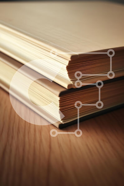 Intra Συλλεκτικό Ξύλινο Παζλ Plywood  4mm - Κοντινό πλάνο στοιβαγμένων βιβλίων σε ξύλινη επιφάνεια Σε Ξύλινο Κουτί - Διαστάσεις: 10x10 cm – 25 κομμάτια