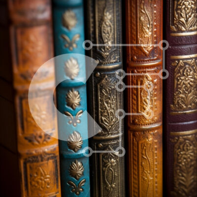 Intra Συλλεκτικό Ξύλινο Παζλ Plywood  4mm - Κοντινό πλάνο περίτεχνων ράχων βιβλίων Σε Ξύλινο Κουτί - Διαστάσεις: 10x10 cm – 25 κομμάτια - Image 1