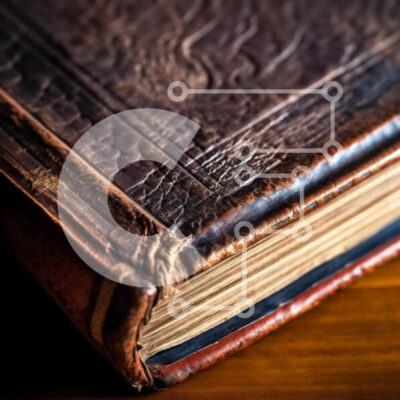 Intra Συλλεκτικό Ξύλινο Παζλ Plywood  4mm - Κοντινό πλάνο ενός παλιού δερματόδετου βιβλίου Σε Ξύλινο Κουτί - Διαστάσεις Puzzle: 10x10 cm – 25 κομμάτια - Image 1