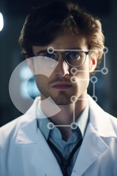 Intra Συλλεκτικό Ξύλινο Παζλ Plywood  4mm - Σοβαρός γιατρός με παλτό εργαστηρίου Σε Ξύλινο Κουτί - Διαστάσεις Puzzle: 10x10 cm – 25 κομμάτια