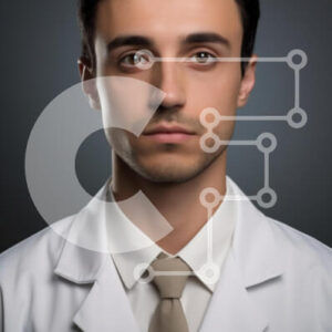 Intra Συλλεκτικό Ξύλινο Παζλ Plywood  4mm - Πορτρέτο ενός νεαρού άνδρα γιατρού Σε Ξύλινο Κουτί - Διαστάσεις Puzzle: 10x10 cm – 25 κομμάτια